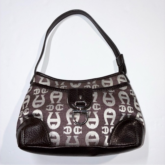 Etienne Aigner Shoulder Bag Purse Vintage 80s Jacquard Logo Leather Brown - Picture 1 of 10